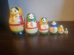 Kézzel festett orosz matrjoska baba szett (6 db)
