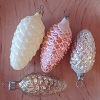 Régi karácsonyfadísz- üveg toboz 4 db, retro, vintage