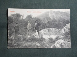 Képeslap,Zugliget,részlet a remetesziklával,Kohn és Grünhut kiadás,1911-
