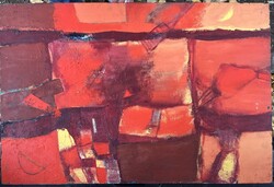 Papp Gábor (1936 - ) Ház Előtt c. Képcsarnokos festmény 60x90 cm  !