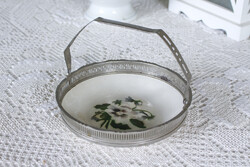 Porcelain bowl with metal rim and handle, Gebrüder Mehner (G.M.) Altrohlau-Czechia, from 1920.