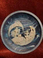 "Odüsszeusz utazása! " A szirének"! Cameo kő dísztányér! Gyűjtői darab!