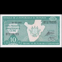 Burundi 10 Francs 2005 P-33d UNC