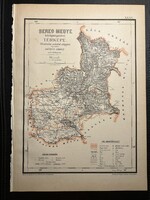 Bereg vármegye térképe Hátsek 1880. A magyar szent korona országainak megyei térképei. Kárpátalja
