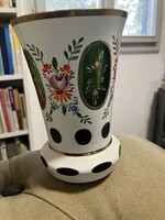 Czech kézzel festett kristály váza