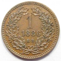 Magyarország,1 krajcár 1886 KB EF+ réz