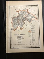 Körös vármegye térképe Hátsek 1880. A magyar szent korona országainak megyei... Horvátország