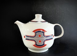 Alföldi vitrin Art deco teáskanna piros kék szürke