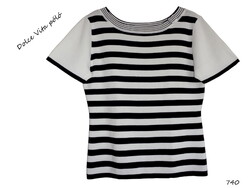 Rugalmas Dolce Vita fekete-fehér csíkos póló L-es 740