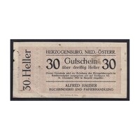 Ausztria,30 heller 1920 - Herzogenburg - Alfred Hauser Buchbinderei und Papierhandlung VG+
