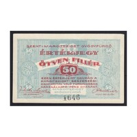 Magyarország,50 fillér 1919 - Szent-Margit Gyógyfürdő aUNC+
