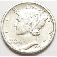 USA,Mercury dime 1919 S EF ezüst 2.50g900