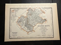 Belovár vármegye térképe Hátsek 1880. A magyar szent korona országainak megyei... Horvátország