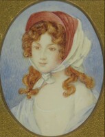 Francia miniatűrfestő : Fiatal hölgy portréja