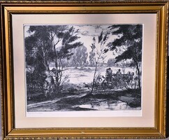 Csurgói Máté Lajos-Barkácsolás-Vadászati rézkarc-