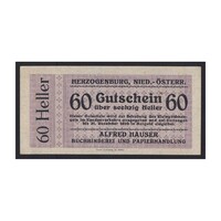 Ausztria,60 heller 1920 - Herzogenburg - Alfred Hauser Buchbinderei und Papierhandlung aUNC+