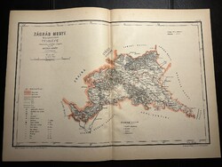 Zágráb vármegye térképe Hátsek 1880. A magyar szent korona országainak megyei... Horvátország