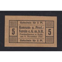 Németország,5 pfennig 1920 - Frankenhause - Fogyasztói és termelői egyesület aUNC+