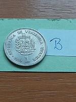 VENEZUELA 1 BOLIVAR 1989 Nikkellel bevont acél, Simón Bolívar  #B