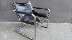 Mid century Pfalzberger szék/fotel, krómozott acélváz és bőr 1960