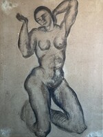 SCHÖNBERGER ARMAND ( 1885 - 1974 ) - Térdeplő női akt .