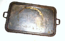 1900 körül HATALMAS KÖZEL 1 MÉTERES ANTIK EZÜSTÖZÖTT TÁLCA