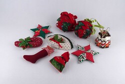 1X486 Retro textil karácsonyfadísz csomag 9 darab