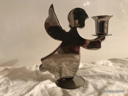 EZÜSTÖZÖTT GYERTYATARTÓ - ALKUKÉPES - 14 x 12 cm - ANGYAL - VASTAG