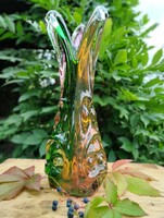 Salgótarjáni Üveggyár színátmenetes vastagfalú üveg váza nagy 35 cm súlyos 2,6 kg