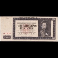 Cseh-Morva Protektorátus 500 Korun 1942 P-12s SPECIMEN UNC