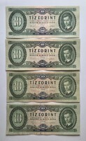 10 Forintos bankjegyek 1962, 1969, 4 db.