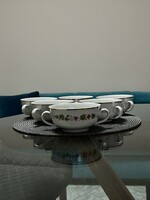 Zsolnay - „Viráginda” mintás - Aranyozott - Kétfülű - Levescsésze - Készlet (6 db)