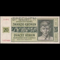 Cseh-Morva Protektorátus 20 Korun 1942 P-9s SPECIMEN UNC