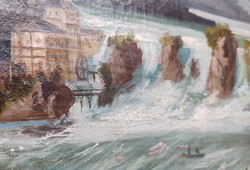 Schaffhausen Waterfall Biedermeier Landscape Painting for Sale