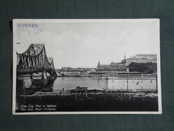 Képeslap,Szerbia,Újvidék,Novi Sad,Dunai vas híd,Danube bridge látkép,Hartija kiadás Újvidék ,1940-