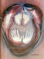 Macskássy Izolda nagyméretű (50x70) selyemkollázs képe