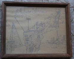 Wols szignóval ceruzarajz