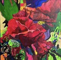 VÀGYÓDÁS című absztrakt akril festmény 3D