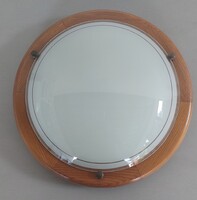 Retro, vintage hibátlan állapotú fa , üveg burás fali, mennyezeti EGLO lámpa