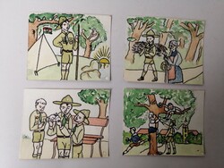 CSERKÉSZ KARIKATÚRA, AKVARELL - 4 DB