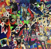 CASINO című absztrakt akril festmény 3D