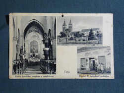 Képeslap,Tűrje,Rk. templom,rendház,Kovács Rezső kereskedő,üzlet kiadás,1944-