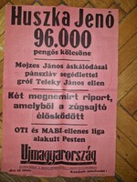 1930-as évek, az Uj Magyarország c. lap reklámfalragasza