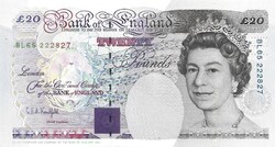 20 font pound pounds 1993-98 Anglia G.E.A. Kentfield Erzsébet királynő UNC