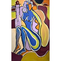 Kozma István (1937-2020) Akt színesben - extra nagy méretű modern alkotás! 150x96 cm /számlát adunk/