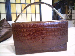 Gyönyörű, vintage valódi krokodilbőr retikül, válltáska