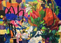 SZENVEDÉLY című absztrakt akril festmény 3D