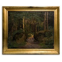 Kárpáthy Jenő (1870-1950) Erdőben, 1927 - kvalitásos olaj-vászon alkotás keretezve /számlát adunk/