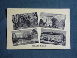 Képeslap,Tata,Zsigmond vár,edzőtábor,üdülő,gimnázium,park látkép,részlet,1950-