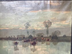 Olgyay Ferenc (1982 - 1939) : Tehenek a vízparton .